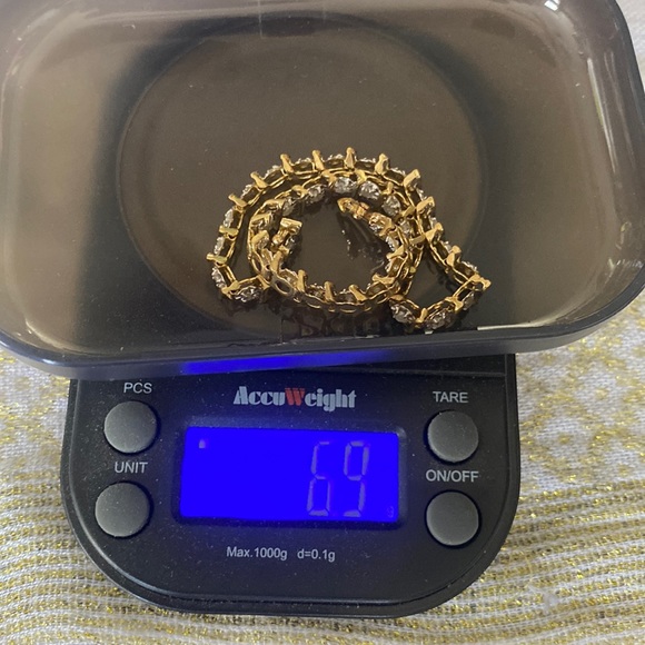 Luxurious Solid 10k 2-Tone S Gold Tennis Bracelet With 37 Natural Diamonds. Nice